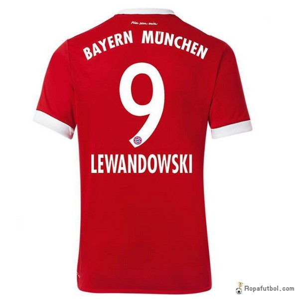 Camiseta Bayern de Múnich Replica Primera Ropa Lewandowski 2017/18 Rojo